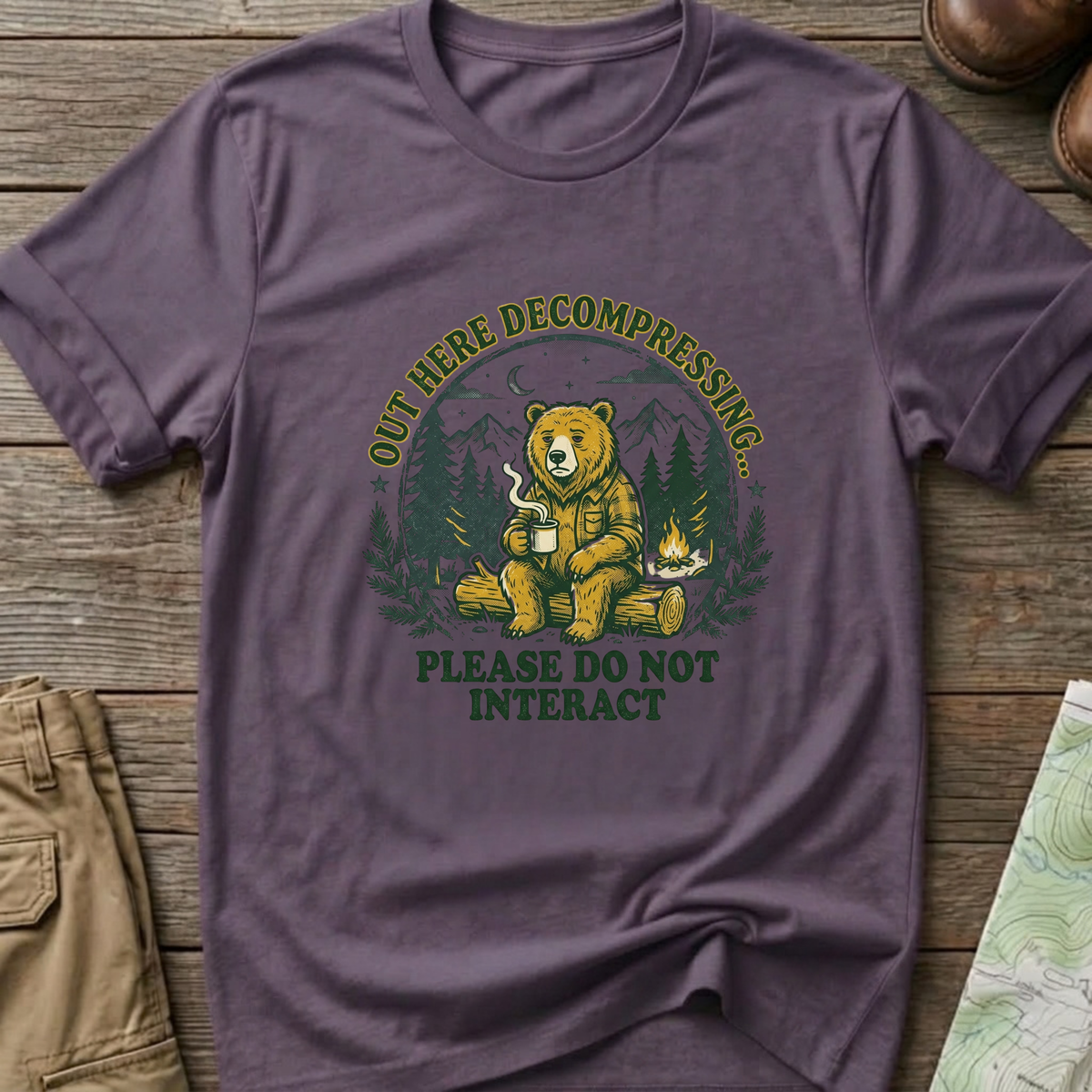 'Out Here Decompressing' Bear  T-Shirt