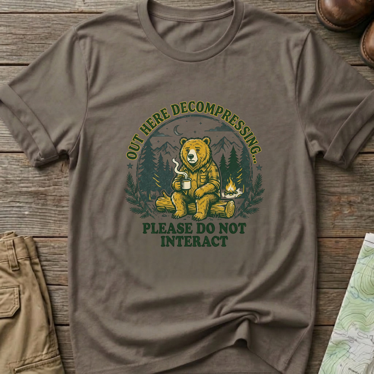 'Out Here Decompressing' Bear  T-Shirt
