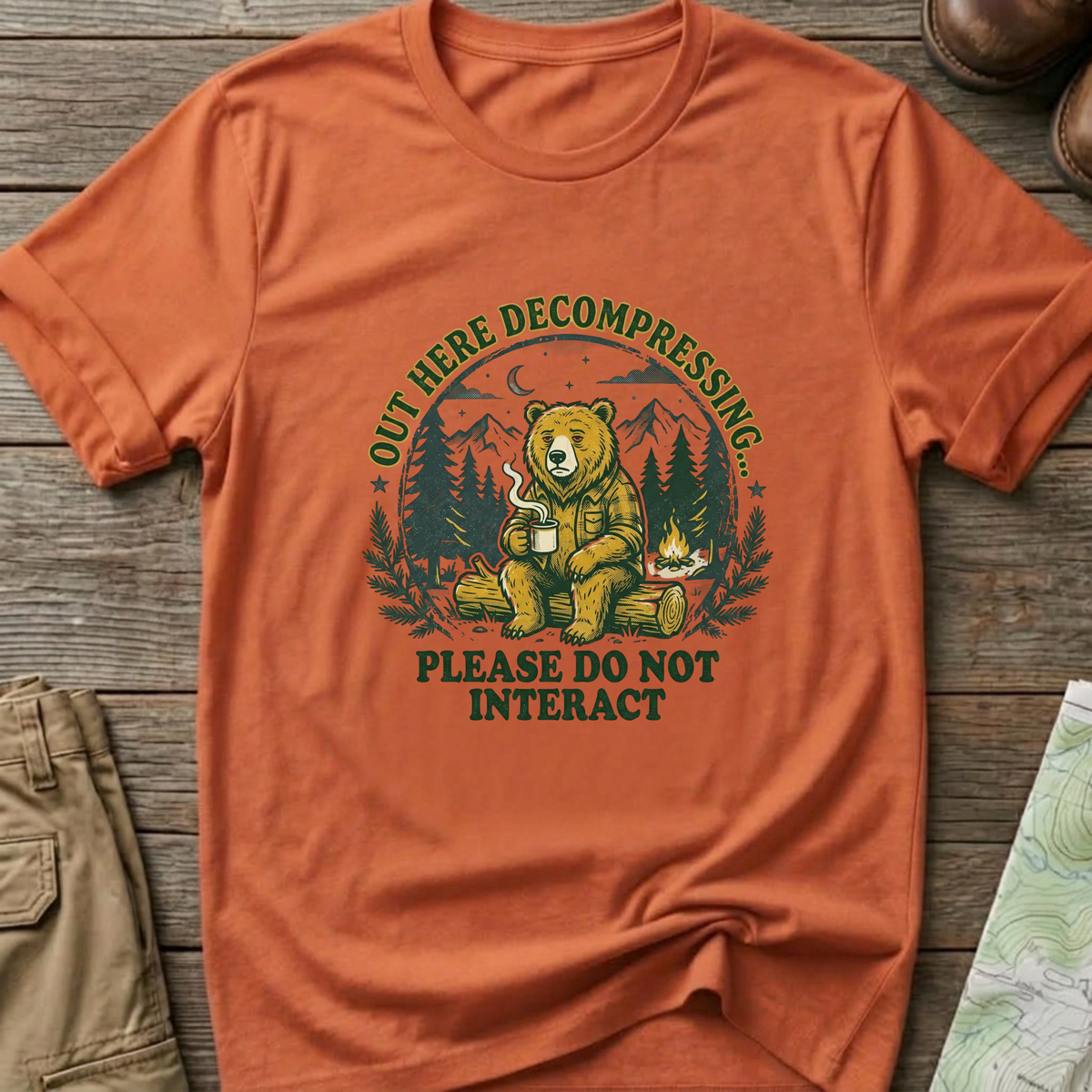 'Out Here Decompressing' Bear  T-Shirt
