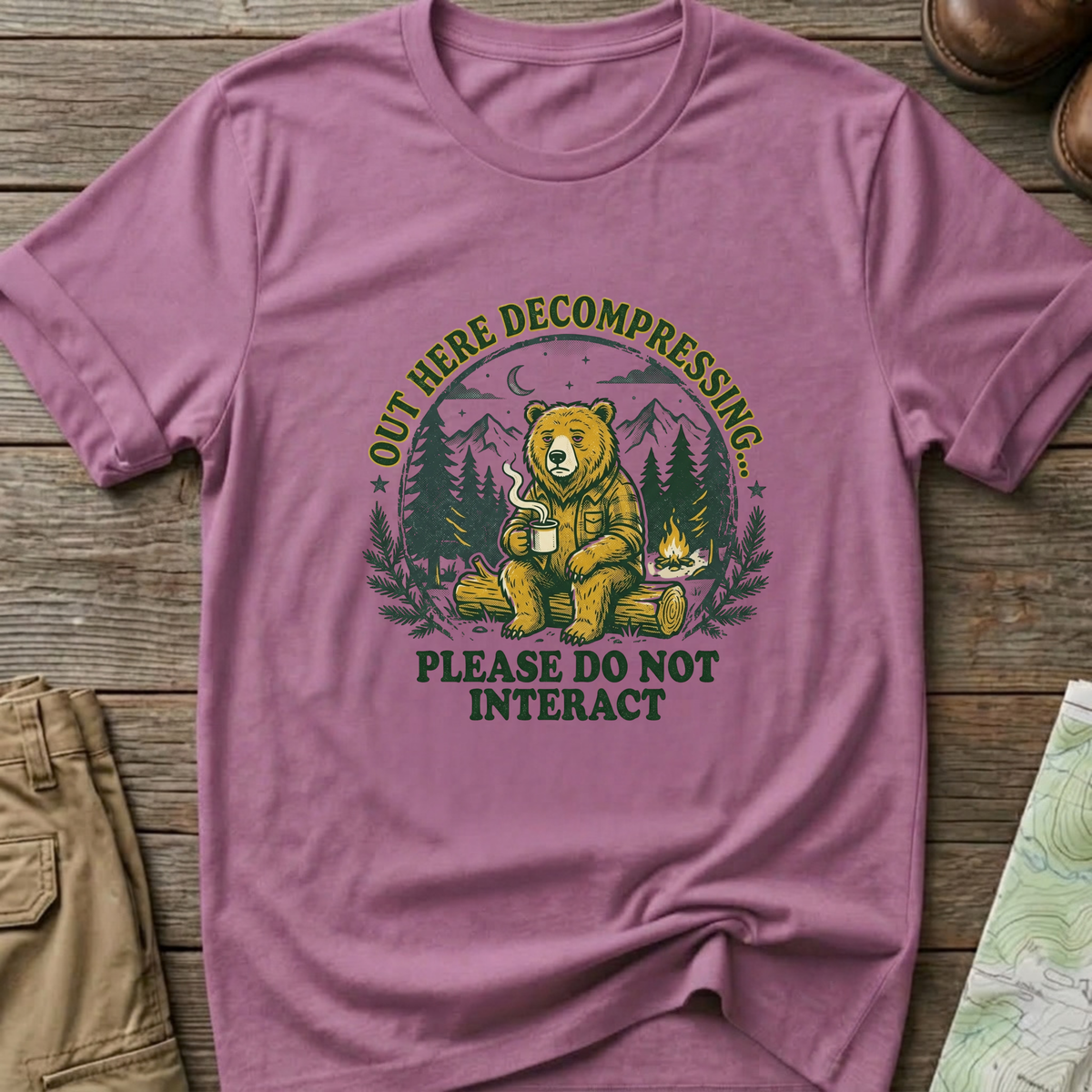 'Out Here Decompressing' Bear  T-Shirt