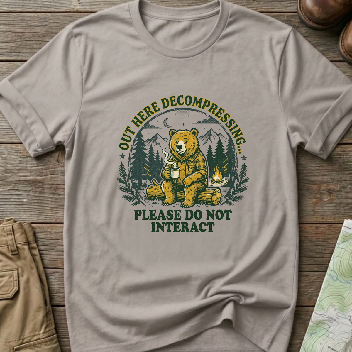 'Out Here Decompressing' Bear  T-Shirt