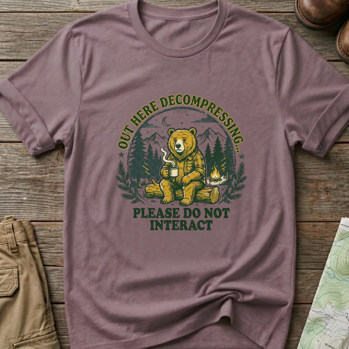 'Out Here Decompressing' Bear  T-Shirt