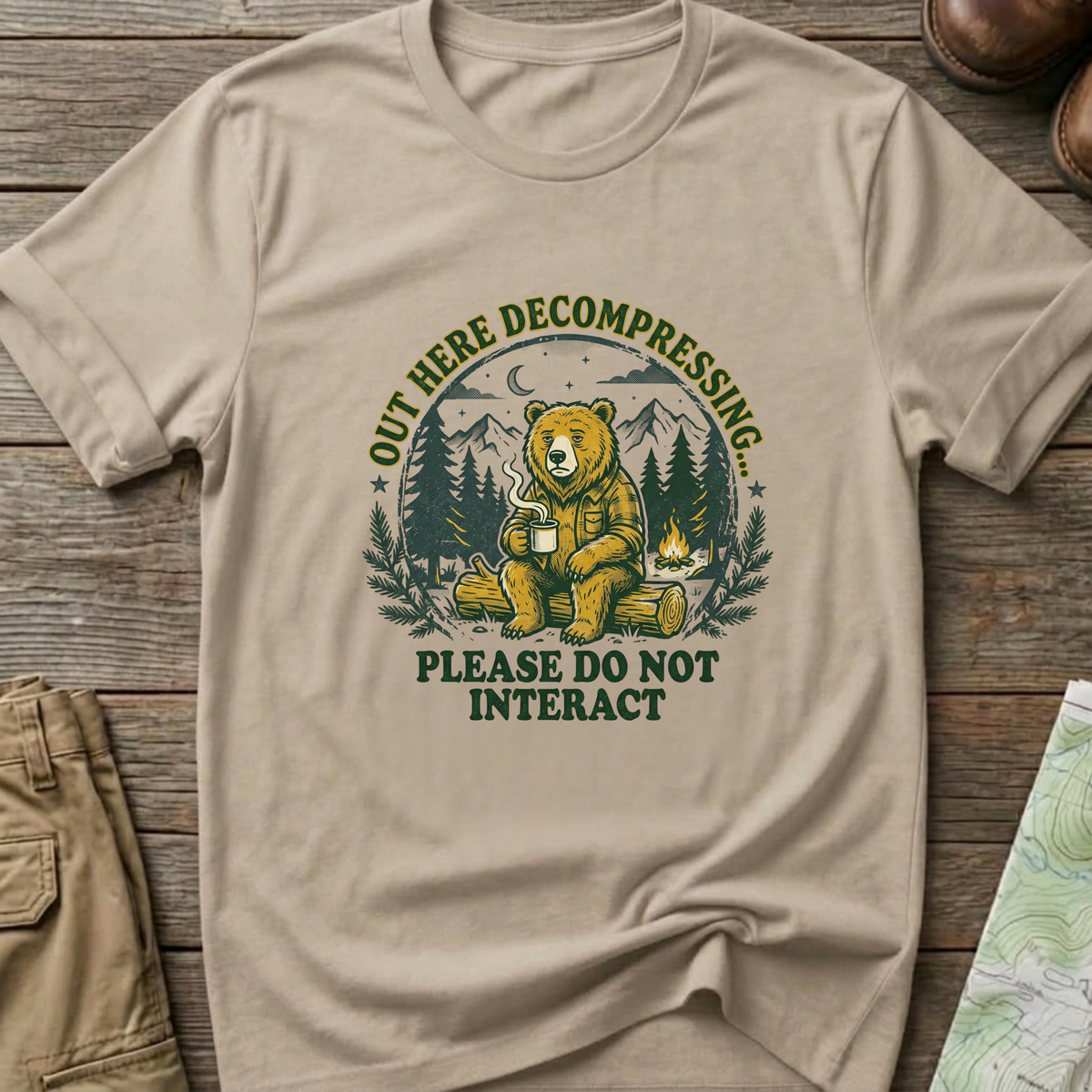 'Out Here Decompressing' Bear  T-Shirt