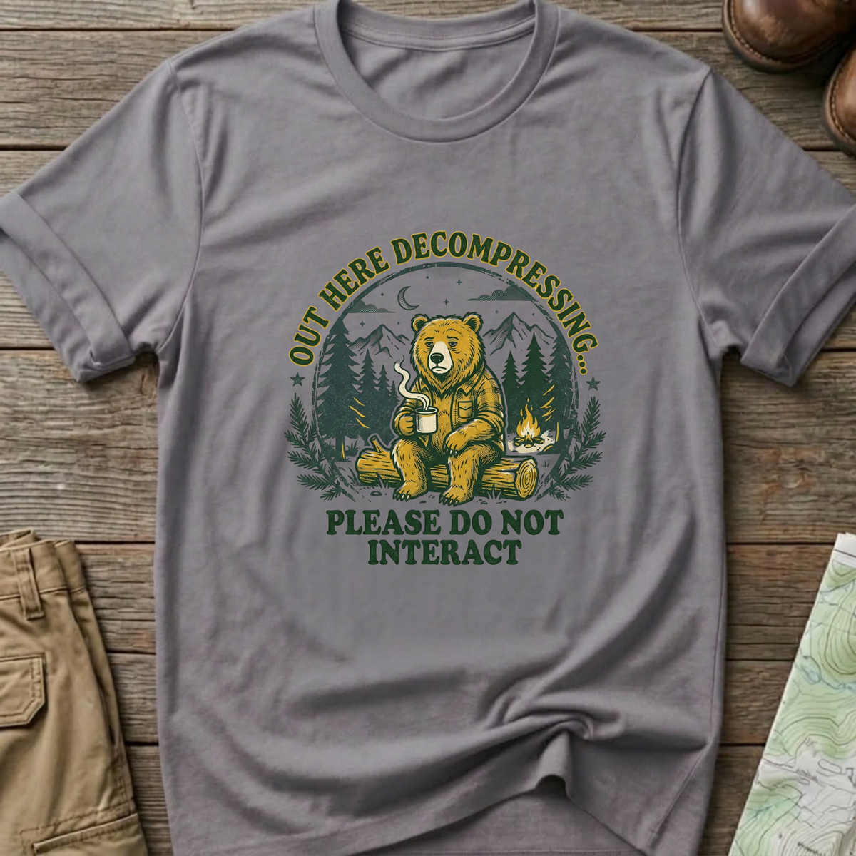 'Out Here Decompressing' Bear  T-Shirt