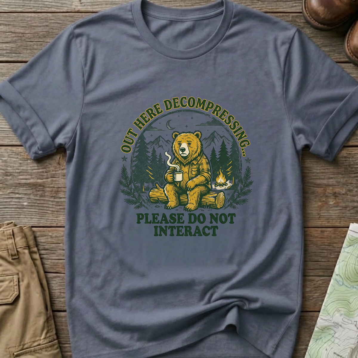 'Out Here Decompressing' Bear  T-Shirt