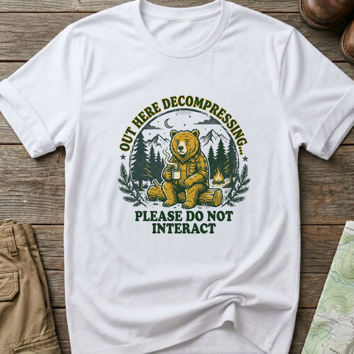'Out Here Decompressing' Bear  T-Shirt
